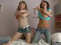 FreeKiloSex presents: Lesbian teen couple seduce a guy
