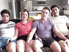 FreeKiloSex presents: Crazy teen 4some. ass splitting huge cock and rimming!