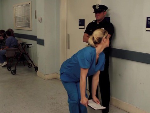 FreeKiloSex presents: Nurse tara lynn fox drops on her knees to give a sloppy blowjob