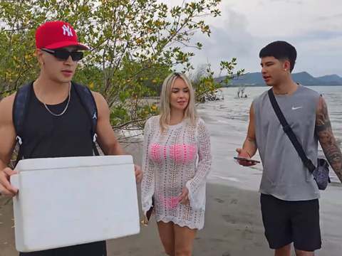 FreeKiloSex presents: Threesome on the beach with stepbrothers - danner mendez - tatiana alvarez - max betancur