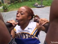 FreeKiloSex presents: Sweet cheerleader double penetrated by black guys