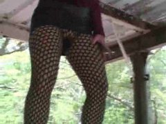 FreeKiloSex presents: Mature in pantyhose and leather skirt outdoors