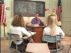 FreeKiloSex presents: Two cute schoolgirls taken by his meat