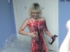 FreeKiloSex presents: Strawberry and chocolate sauce on her body