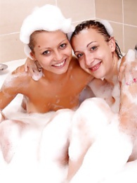 FreeKiloSex presents: Naughty sexy young chicks taking a hot bubble bath together