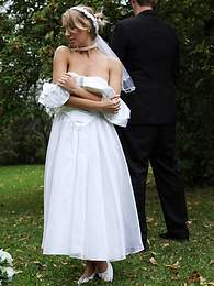 FreeKiloSex presents: Blonde bride Hayley Marie Coppin gets naked on a lawn while taking her vows