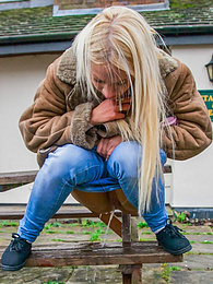 FreeKiloSex presents: Blond hungarian cutie Kiara Lord strips and presents her amazing boobs and ass outdoors